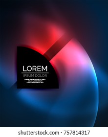 Abstract vector round banner, glowing round elements, geometric shape abstract background, red blue colors