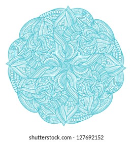 abstract vector round floral beautiful wallpaper background pattern isolated on white for wedding and invitations blue