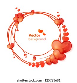 Abstract vector round frame with hearts.