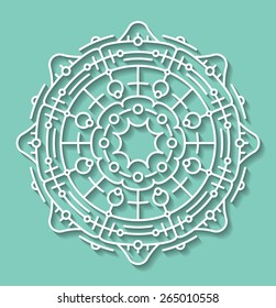 Abstract vector round lace design in mono line style - mandala, decorative element