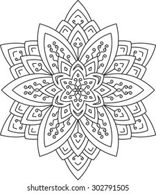 Diseño de encajes redondos de vector abstracto - mandala, elemento decorativo