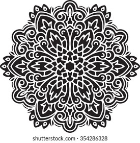Abstract vector round lace design - mandala, decorative element.