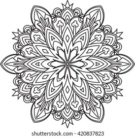 Black Outline Flower Mandala Vintage Decorative Stock Vector (Royalty ...