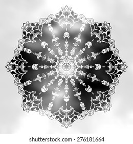 Abstract vector round ornament on blurred background