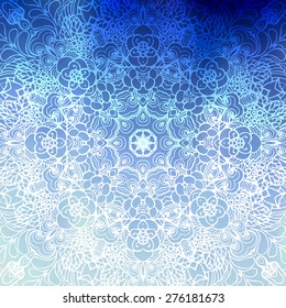 Abstract vector round ornament on blurred background.