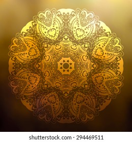 Abstract vector round ornament on blurred background