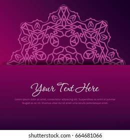 Abstract vector round ornament in purple and violet colors. Layout for greeting cards, invitations, book covers, brochures etc. EPS 10