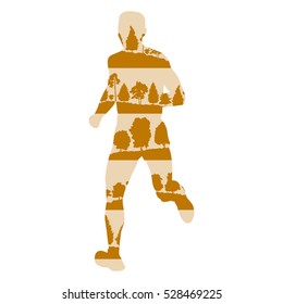 Abstract vector runner made with forest tree fragments isolated on white