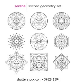 Abstract vector sacred geometrical figures, spiritual geometry symbols