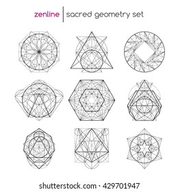 Abstract vector sacred geometrical figures, spiritual geometry symbols