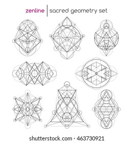 Abstract vector sacred geometrical figures, spiritual geometry symbols