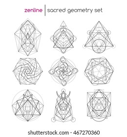 Abstract vector sacred geometrical figures, spiritual geometry symbols