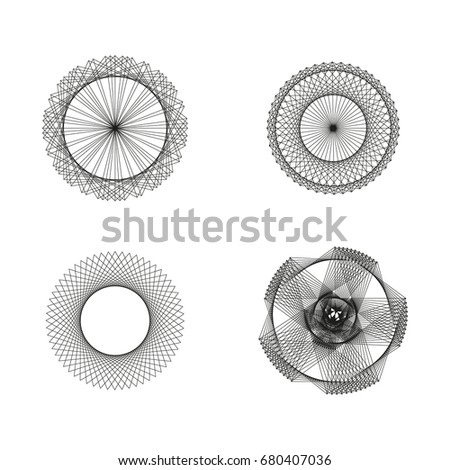 Abstract vector sacred geometrical figures, spiritual symbols. Sacred geometry linear contour icons. Circle shapes set. Outline Mandala frames
