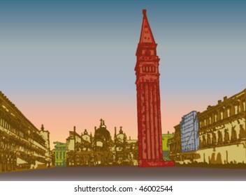 abstract vector of  San Marco square. Venice Italy