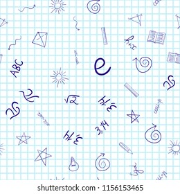 abstract vector school doodles seamless pattern