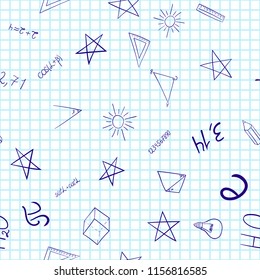 abstract vector school doodles seamless pattern