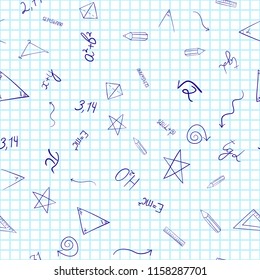 abstract vector school doodles seamless pattern