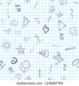 abstract vector school doodles seamless pattern