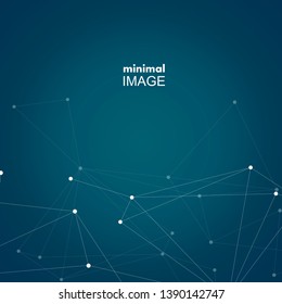 Abstract vector science dark blue background with connecting dots and lines.