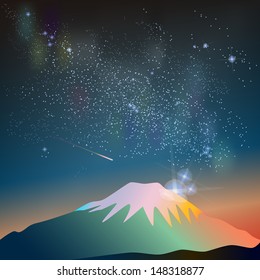 天の川と富士 のイラスト素材 画像 ベクター画像 Shutterstock