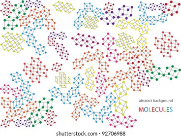 abstract vector scientific background with colorful molecule structure and place for your text isolated on white background
