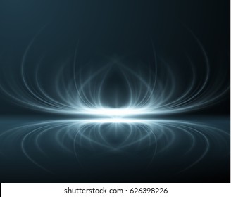 Abstract vector sci-fi futuristic background with curved beams. EPS10