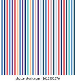 Abstract vector seamless background. Alternating vertical lines in modern colors on a white background. Template for textiles, packaging, paper printing, simple backgrounds and textures.