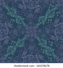 abstract vector seamless background with colorful fishes