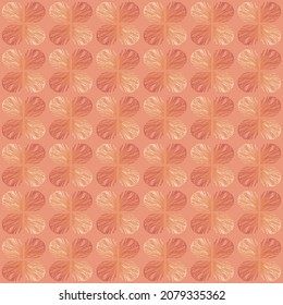 Abstract vector seamless background in coral color. Red and white staggered curls. A repeating checkerboard pattern for wallpapers, cards, banners, gift wraps, and more.