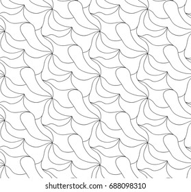 Abstract vector seamless background of doodle hand drawn lines. Monochrome wave pattern. Black white wallpaper.