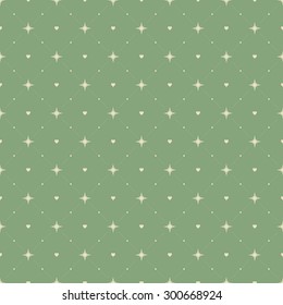 Abstract vector seamless background. Hearts, dots and stars.