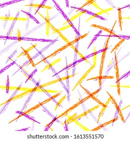 Abstract vector seamless background. Intersecting brushstrokes with multicolored paint on a white background. Template for textiles, packaging, paper printing, simple backgrounds and textures.