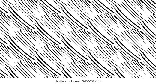 Abstract vector seamless background Monochrome wave pattern.. Black white wallpaper.