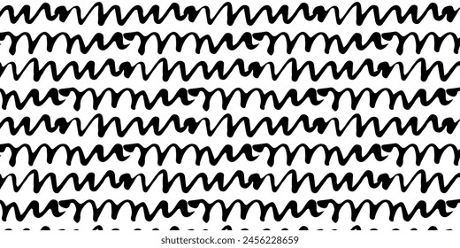 Abstract vector seamless background Monochrome wave pattern.. Black white wallpaper.