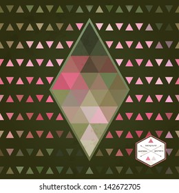 Abstract vector seamless background. Multicolored triangles and stains. A rhomb can be used as a design element.