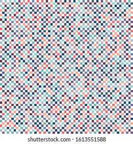 Abstract vector seamless background. Multicolored squares on a white background. Modern colors. Template for textiles, packaging, paper printing, simple backgrounds and textures