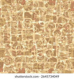 Abstract vector seamless background pattern with simple, thick font consisting of geometric shapes on a marine theme or on the topic of building materials. Fabric, textile, tile, wallpaper. Not AI
