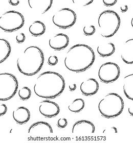 Abstract vector seamless background. A semicircular brushstroke with black paint on a white background. Template for textiles, packaging, paper printing, simple backgrounds and textures.