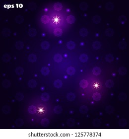 Abstract vector seamless background. Snowflakes, sparks and stars.