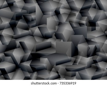 Abstract vector seamless background in the style of art-house cubism in dark colors with a scaly texture