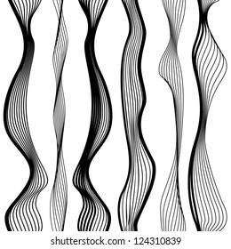 Abstract Vector Seamless Black And White Pattern With Waves, Urban Theme Design Element.