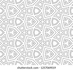Abstract vector seamless black and white geometric pattern  