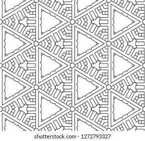 Abstract vector seamless black and white geometric pattern  