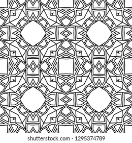 Abstract vector seamless black and white geometric pattern  