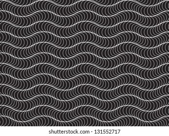 Abstract vector seamless black and white wavy pattern.