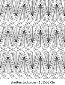 Abstract vector seamless black and white pattern with heart-shaped figures