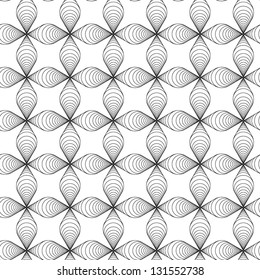 Abstract vector seamless black and white pattern with lattice of rounded rhombuses.