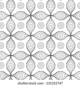 Abstract vector seamless black and white pattern with bubble crosses