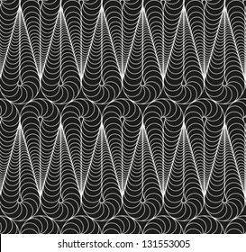 Abstract vector seamless black and white lacy pattern