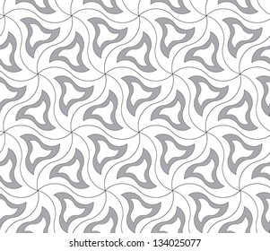 Abstract vector seamless black and white pattern with  twist-sided triangles. 